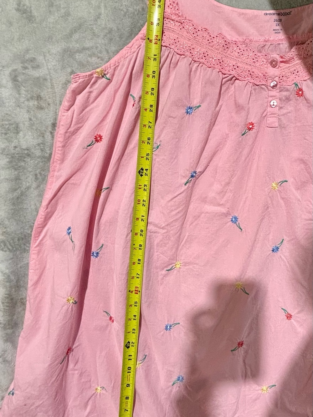 Dreams & Co 100% Cotton Floral Embroidered Nightgown Plus Size 2X Cottagecore - Picture 13 of 14